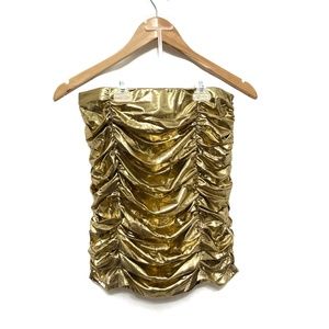 Milk & Honey Stretchy Gold Ruched Sheer Skirt